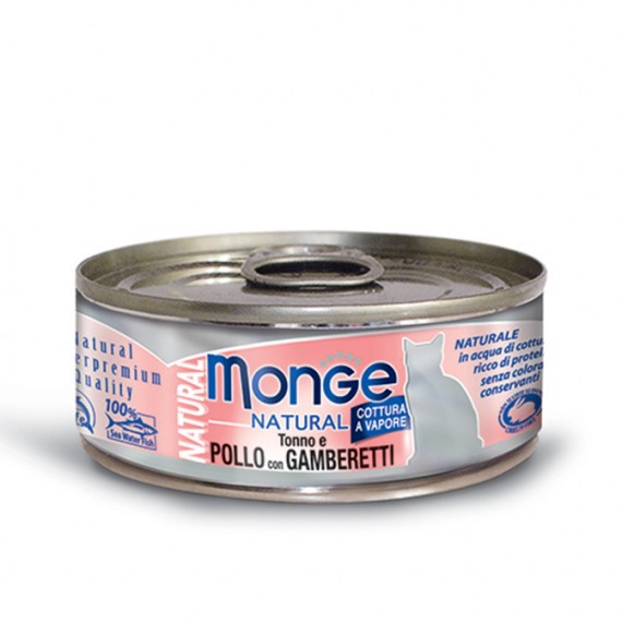 Monge 貓罐頭 80g - 吞拿魚雞肉拼海蝦 (粉紅)