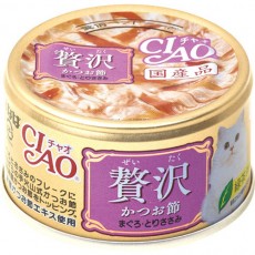 CIAO 奢華系列貓罐 80g ~ 木魚片 吞拿魚+雞肉 (A-145)
